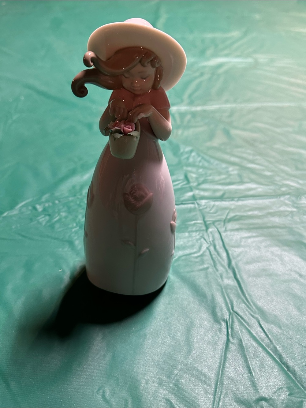 Lladro Porcelain Girl Figurine with Pink Accents - Decorative Home Accent